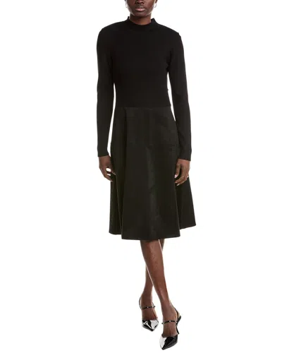 T Tahari Mixed Media A-line Dress In Black