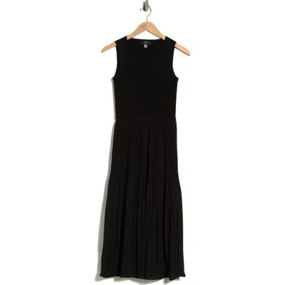 T Tahari Mixed Media Midi Dress In Black