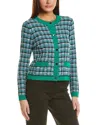 T Tahari Mixed Texture Stitch Cardigan In Green