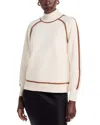 T Tahari Mock Contrast Piping Sweater In Neutral