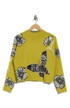 T Tahari Mock Neck Jacquard Sweater In Green