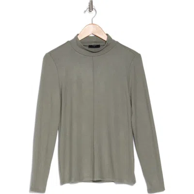 T Tahari Mock Neck Knit Jersey Top In Dried Sage