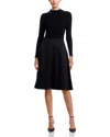 T Tahari Mock Neck Long Sleeve Dress - Exclusive In Black