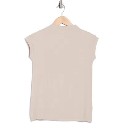 T Tahari Mock Neck Rib Knit Top In Neutral