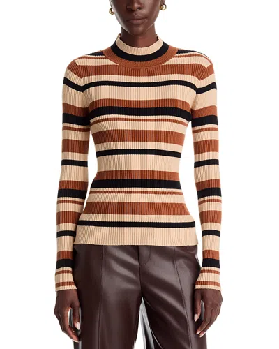 T Tahari Mock Neck Ribbed Sweater In Multi