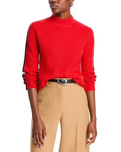 T Tahari Mock Neck Ribbed Sweater In Tomato