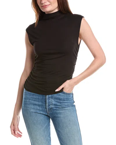 T Tahari Mock Neck Ruched Top In Black