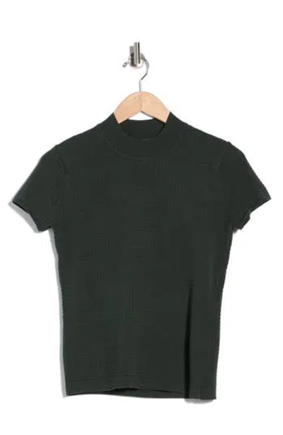 T Tahari Mock Neck Short Sleeve Knit Sweater In Jungle Green