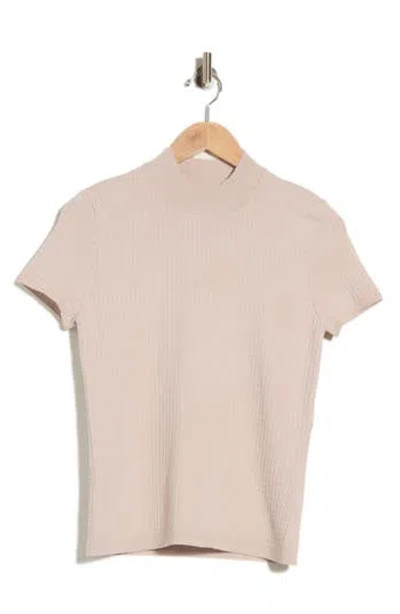T Tahari Mock Neck Short Sleeve Knit Sweater In Natural