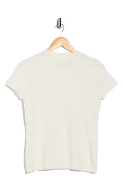 T Tahari Mock Neck Short Sleeve Knit Sweater In White