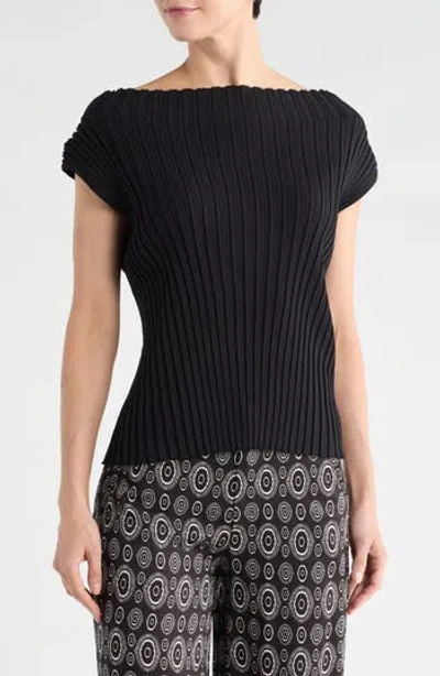 T Tahari Mock Neck Sleeveless Ribbed Sweater