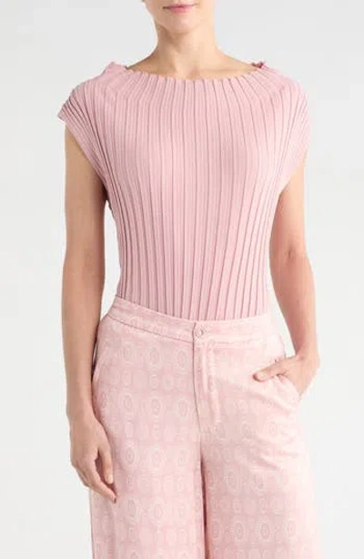 T Tahari Mock Neck Sleeveless Ribbed Sweater