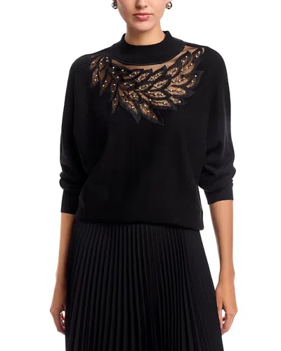 T Tahari Mock Neck Sweater In Black
