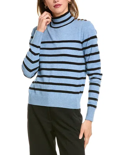 T Tahari Mock Neck Sweater In Blue