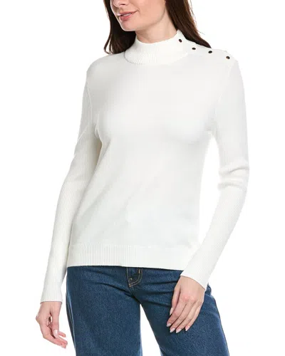 T Tahari Mock Neck Sweater In White