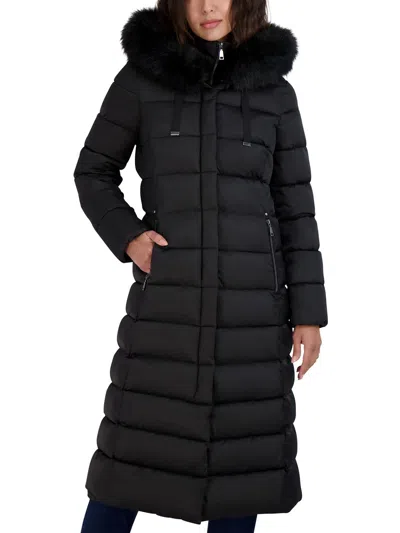 T Tahari Nellie Womens Puffer Maxi Parka Coat In Black