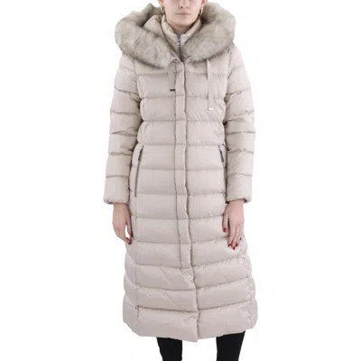 T Tahari Nellie Womens Puffer Maxi Parka Coat In Multi