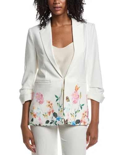 T Tahari Notch Collar Scrunch Sleeve Blazer In Black