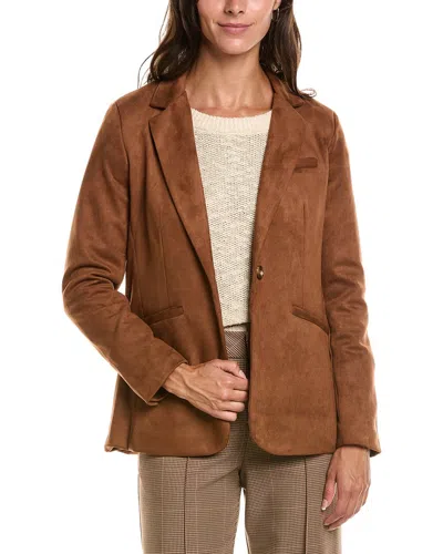 T Tahari Notch Collar Single-button Blazer In Brown