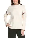 T Tahari Novelty Embroidery Stitch Pullover In White