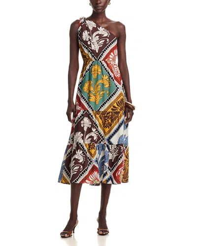 T Tahari One Shoulder Tiered Dress In Multi