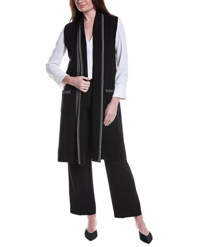 T Tahari Open Front Cardigan In Black