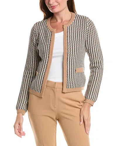 T Tahari Open Front Cardigan In Brown
