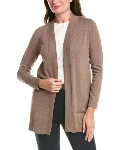 T Tahari Open Front Cardigan In Brown