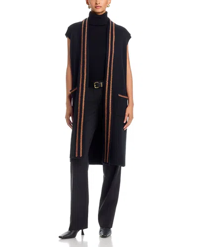 T Tahari Open Front Long Cardigan Sweater In Black