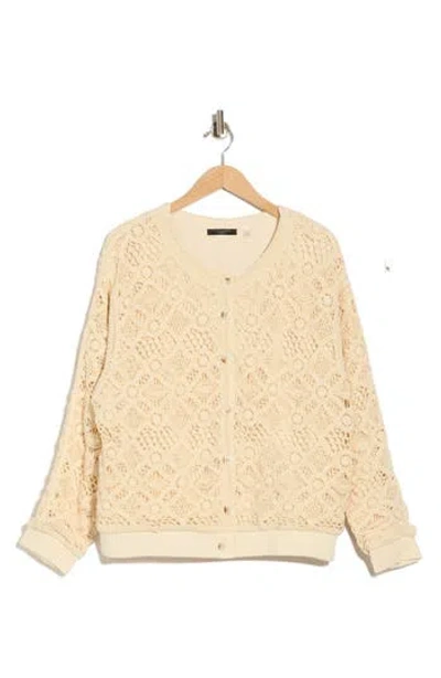 T Tahari Open Stitch Cardigan In Neutral