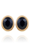 T Tahari Oval Crystal Earrings In Black