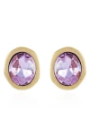 T Tahari Oval Crystal Earrings In Purple