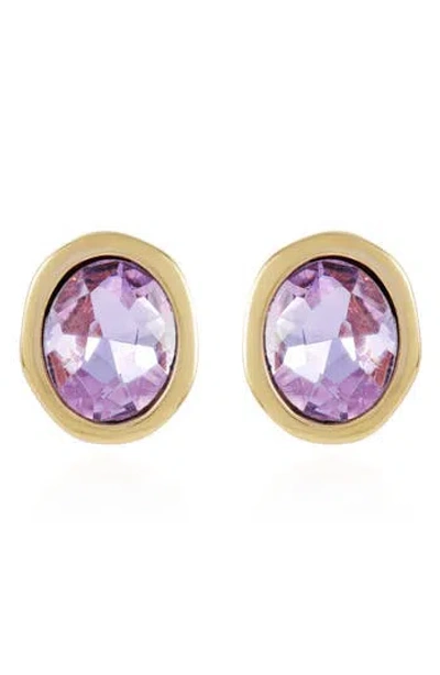T Tahari Oval Crystal Earrings In Gold