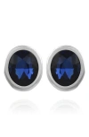 T Tahari Oval Crystal Earrings In Silver