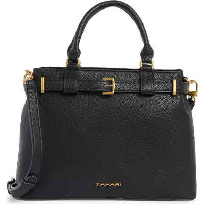 T Tahari Overlook Leather Satchel In Black