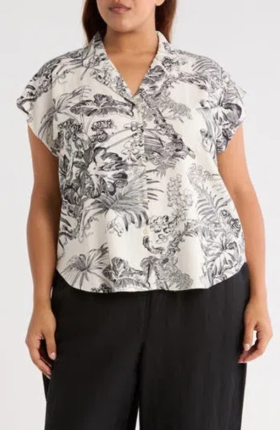 T Tahari Patterned Camp Shirt