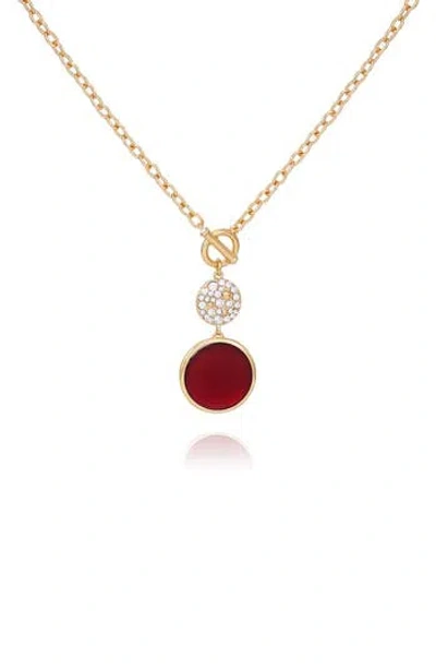 T Tahari Pavé Pendant Drop Toggle Necklace In Gold