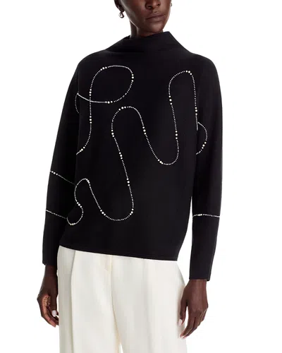 T Tahari Pearl Curved Lines Dolman Sleeve Sweater In Multi