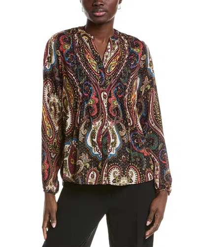 T Tahari Pintuck Blouse In Blue
