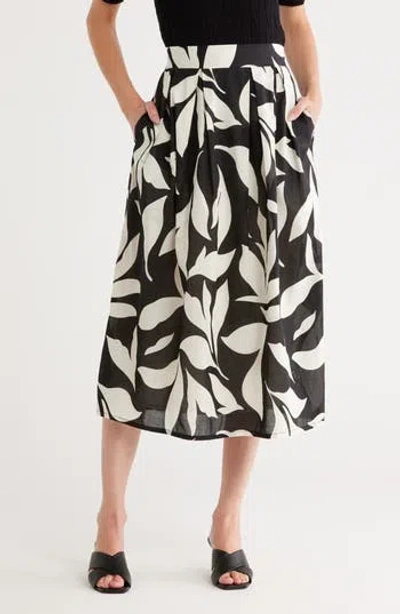 T Tahari Pleated Cotton Pull-on Skirt