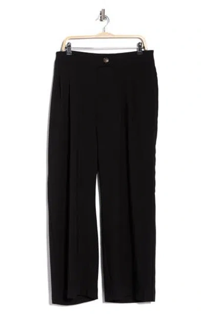 T Tahari Pleated Front Wide Leg Pants In Black