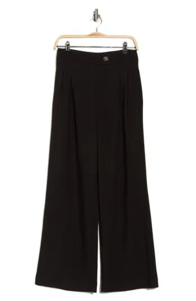 T Tahari Pleated Front Wide Leg Pants In Black