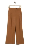 T Tahari Pleated Front Wide Leg Pants In Brown