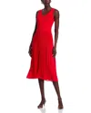 T Tahari Pleated Midi Dress In Apple Red