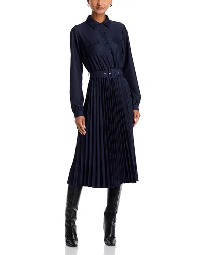 T Tahari Pleated Midi Dress In Denim