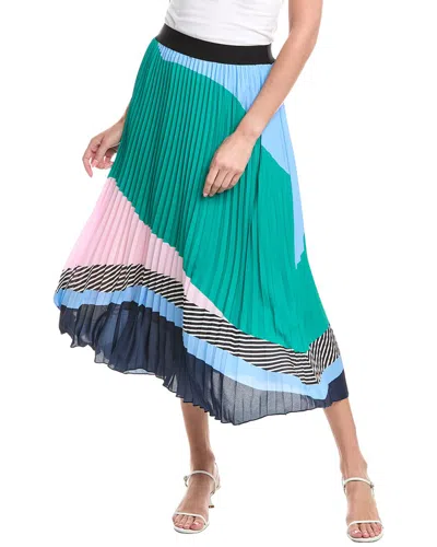 T TAHARI PLEATED MIDI SKIRT