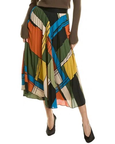 T Tahari Pleated Midi Skirt In Orange
