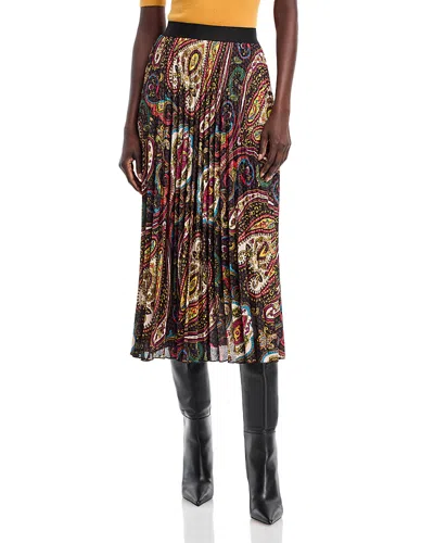 T Tahari Pleated Midi Skirt In Peacock Paisley