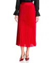 T Tahari Pleated Mixed Media Skirt In Red