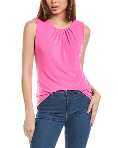 T Tahari Pleated Neck Blouse In Pink